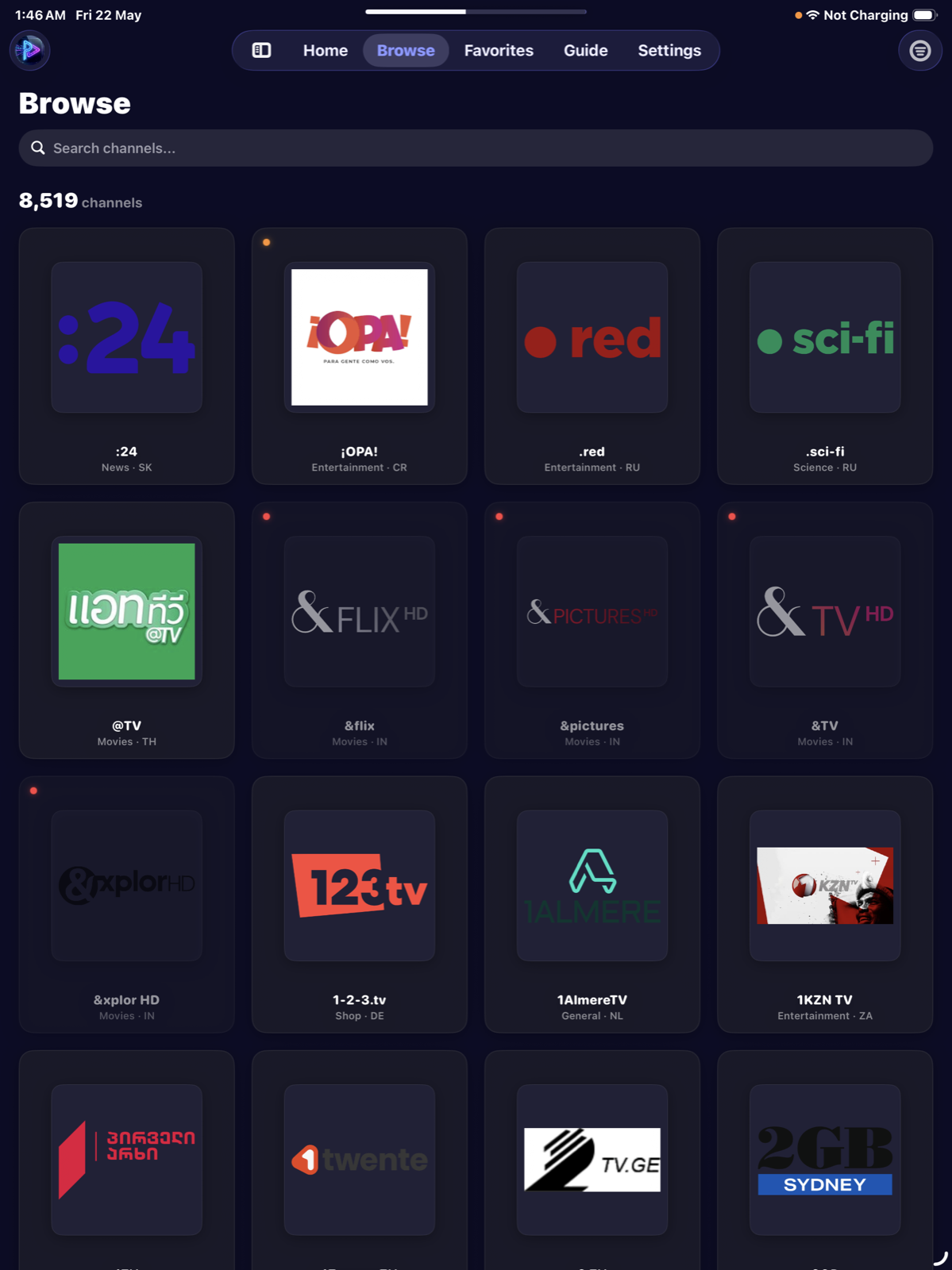 Browse 8,000+ channels on iPad