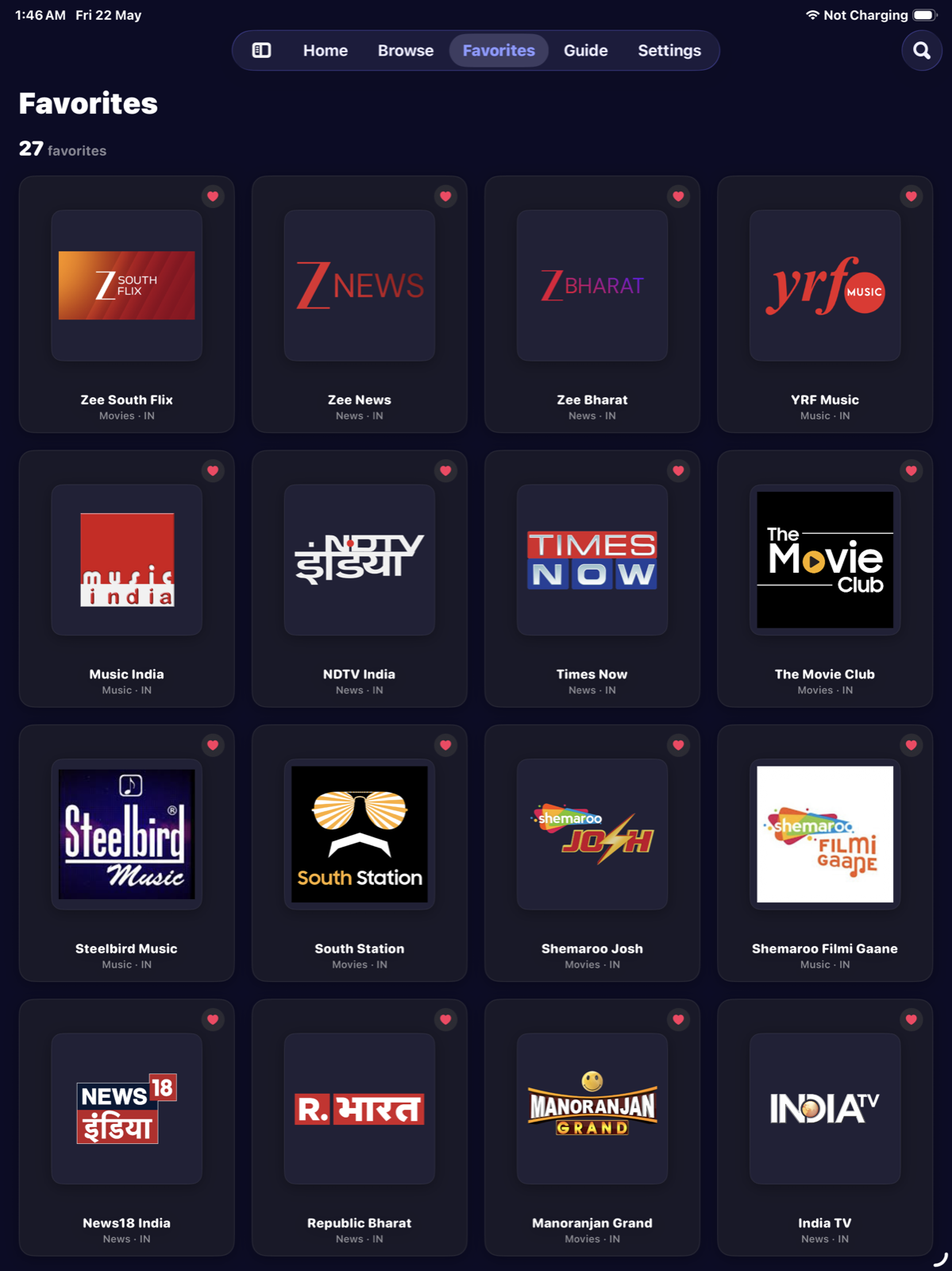 Favorites grid on iPad