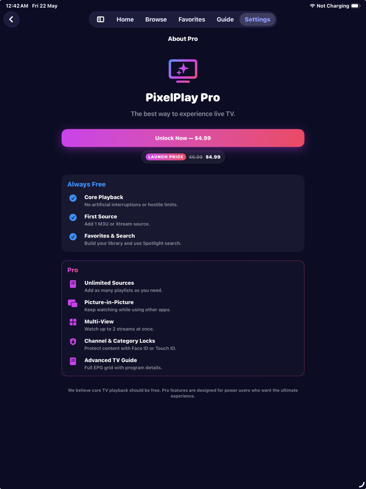PixelPlay Pro upgrade on iPad
